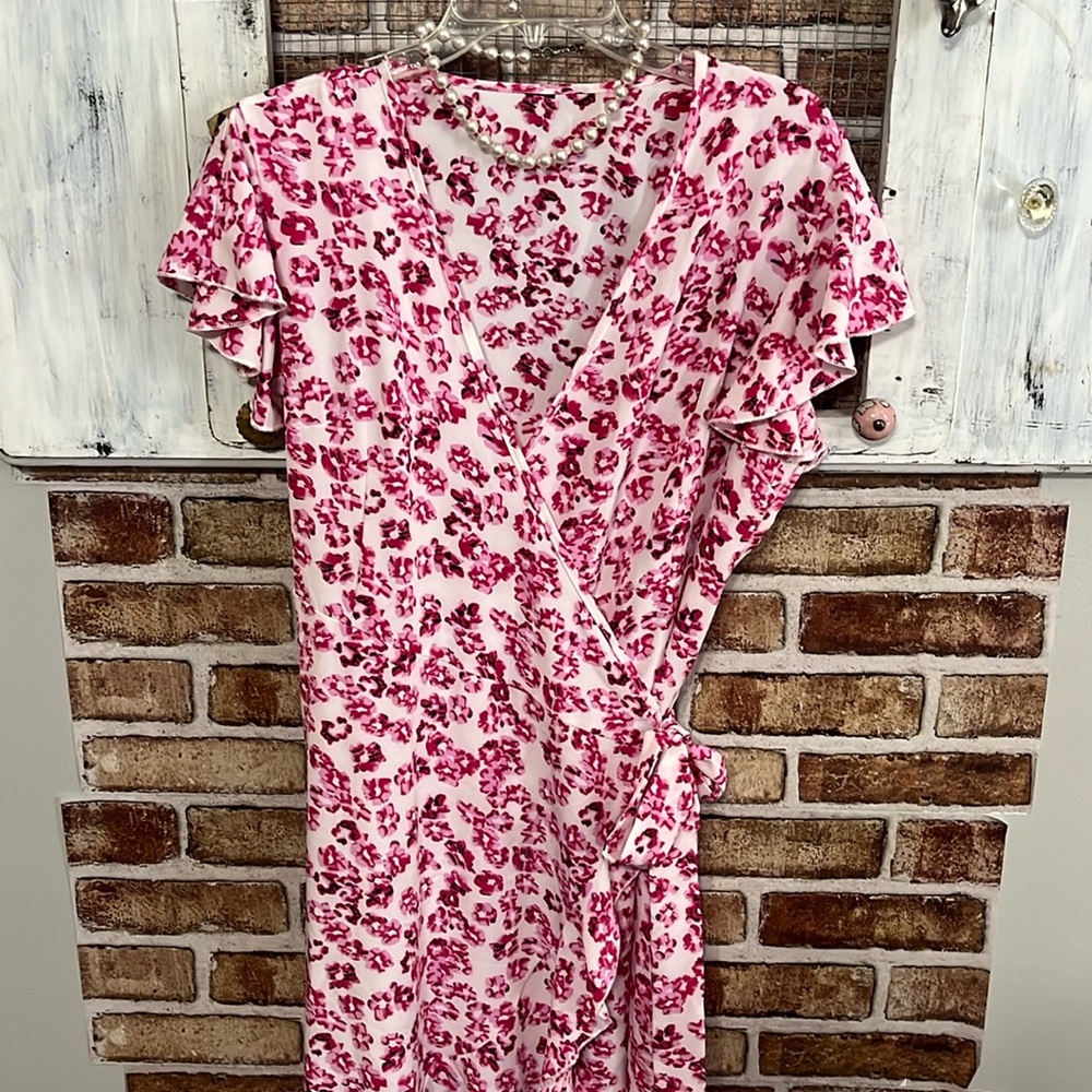 Floral Pink Wrap Dress